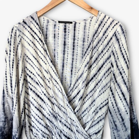 Staccato Flowy Tie Dye Romper Navy and White Womens Large Boho Festival 90s Y2K - Picture 2 of 12